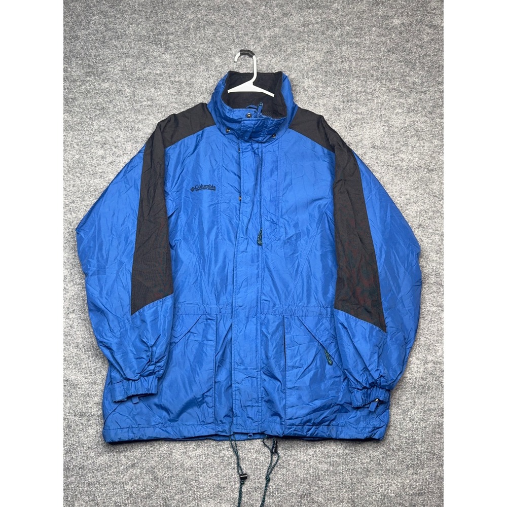 Vintage Columbia Sportswear Double Whammy Blue Black‎ Windbreaker Jacket Mens L